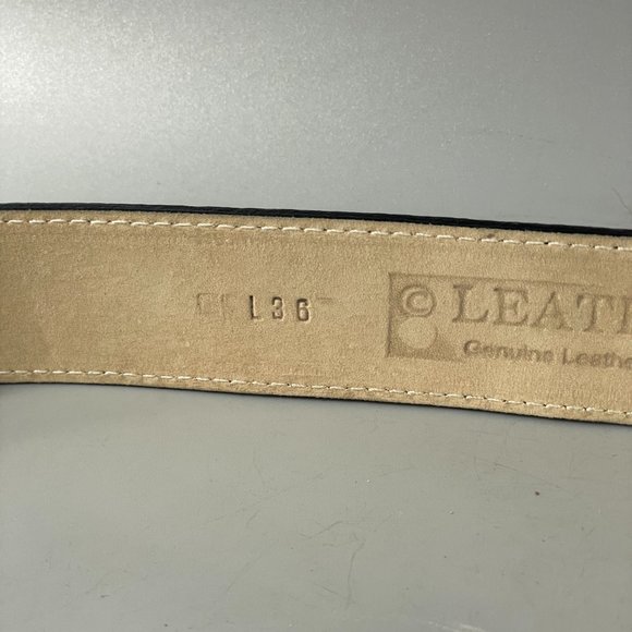 Western Inspired Genuine Leather belt by Leatherock, Oval Brass Buckle main image 6